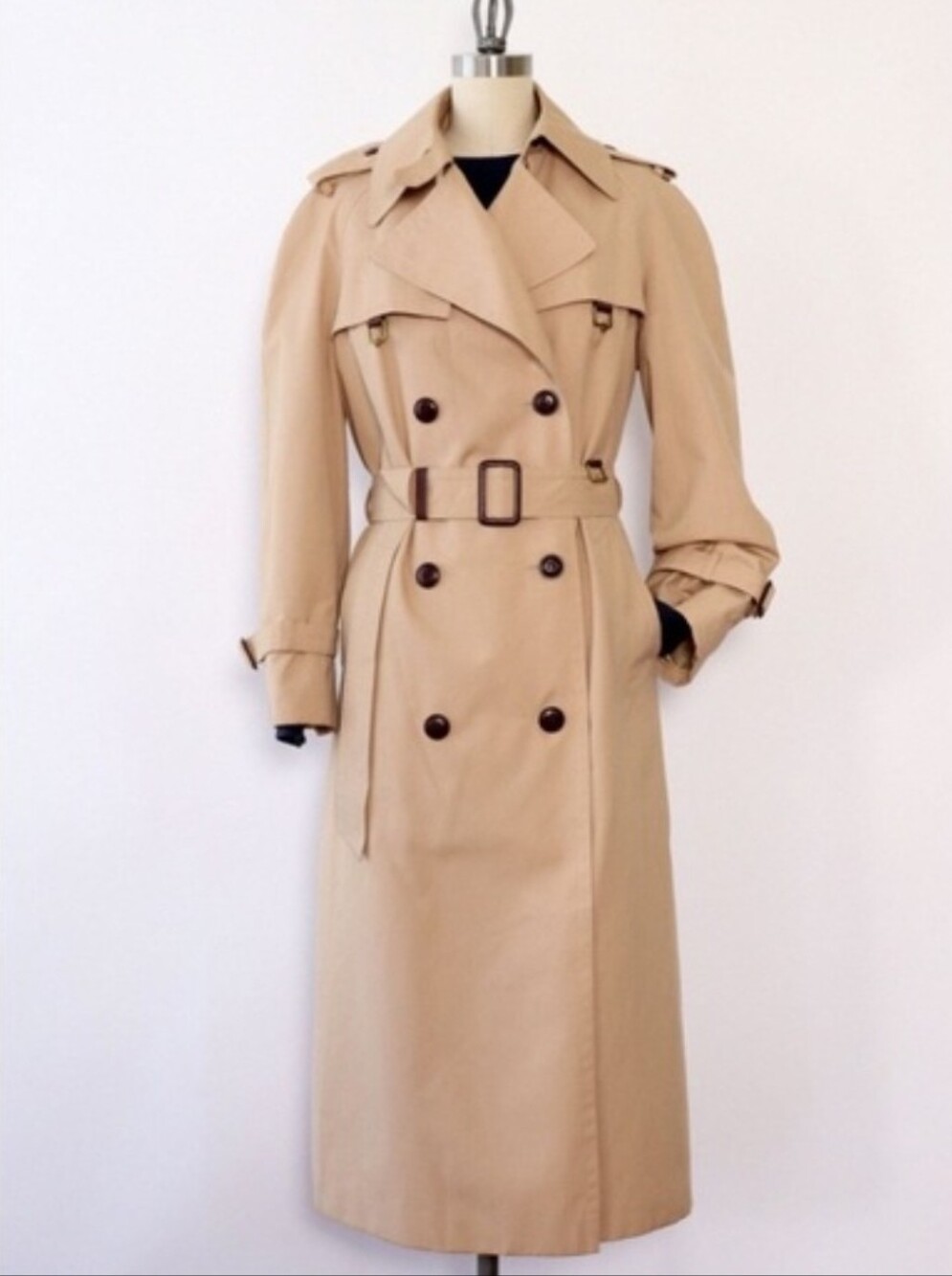 Vintage Retro  Beige Trench Coat Timeless Belted Old Money Quiet Luxury XL